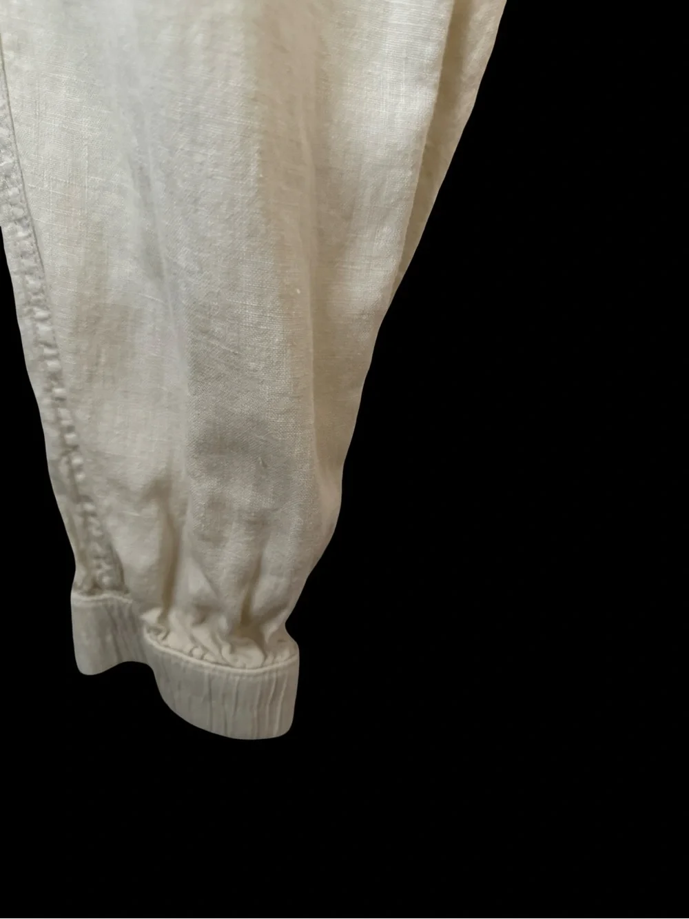 Linen CargoJoggers Women Medium Cream Pull On Draw String Streetwear Gorpcore
